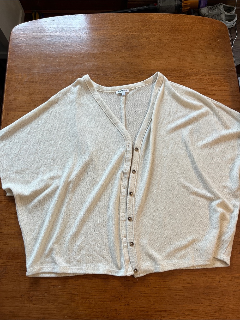 Reitmans Signature Cream Knit Button-Front Top